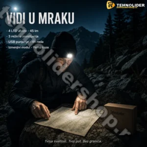 Kapa sa LED Svetlom – Crna | Punjiva, 3 Režima Osvetljenja