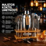 Koktel Set od Inox – Komplet za Pravljenje Koktela sa Bambusovim Postoljem
