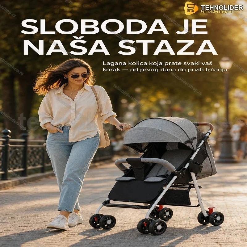 kolica-za-bebe-2u1-tehnolidershop Kolica za bebe 2u1 – Lagana i kompaktna dečija kolica sa dubokom korpom i sportskim sedištem