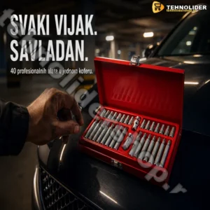 Komplet za Auto – Set 40 Alata u Crvenom Koferu | Hrom-Vanadijum