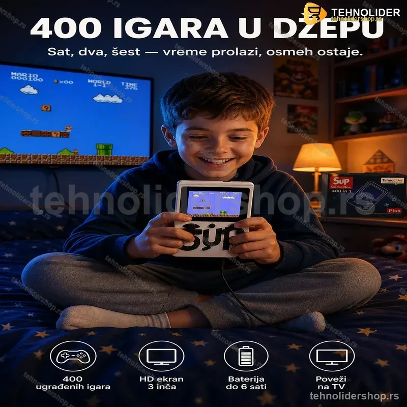 Konzolica za Decu – 400 Igara, HD Ekran i 6 Sati Zabave Konzolica za Decu – 400 Igara, HD Ekran i 6 Sati Zabave