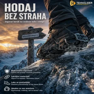 Kramponi za Sneg i Led – 24 Metalna Krampona, Univerzalna Veličina