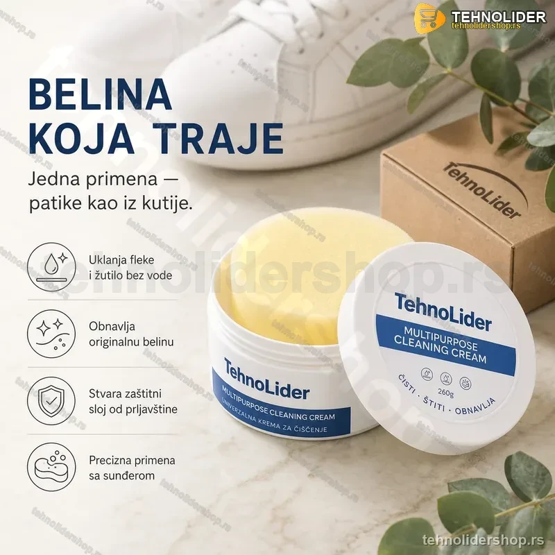 Bela Krema za Čišćenje Patika i Bele Obuće sa Sunđerom – 1+1 GRATIS Bela Krema za Čišćenje Patika i Bele Obuće sa Sunđerom – 1+1 GRATIS