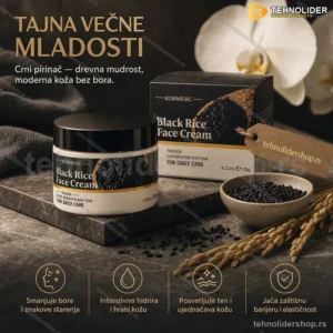 Krema za Lice od Crnog Pirinča – Anti-Age Hidratantna Nega Protiv Bora 1+1