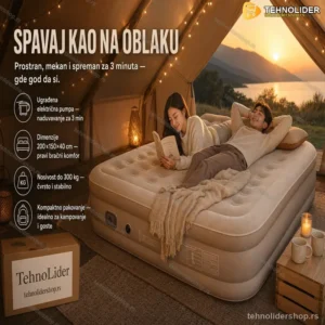 Krevet na Naduvavanje za Dvoje sa Jastukom i Ugrađenom Pumpom 200×150×40 cm