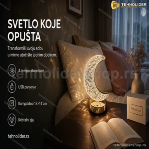 Kristalna Lampa Polumesec – Dekorativno USB Noćno Svetlo
