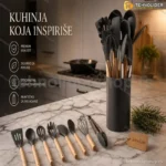 Kuhinjski Set Pribora 12 Delova – Silikon i Drvo