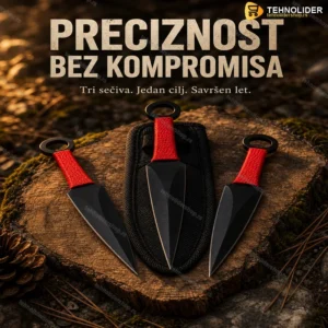 Kunai noževi za bacanje — komplet 3 komada sa futrolom