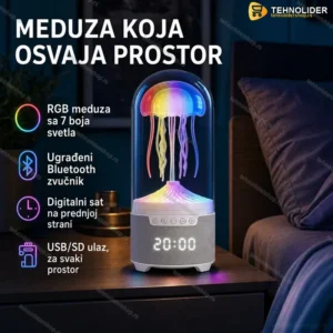 LED Lampa Meduza sa Bluetooth Zvučnikom i satom