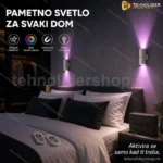Pametna Zidna LED Lampa sa Senzorom Pokreta i RGB Osvetljenjem – Set 2 Komada