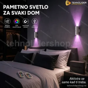 Pametna Zidna LED Lampa sa Senzorom Pokreta i RGB Osvetljenjem – Set 2 Komada