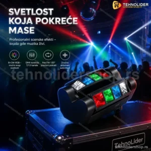 LED Spider Moving Head 8×3W RGB – Scenska Rasveta za Klubove i DJ