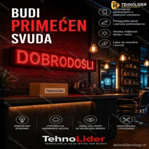 LED Svetleća Reklama Crvena 100×20 cm – Upravljanje Putem Aplikacije