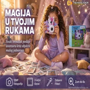 Ljubičasta kamera u obliku jednoroga – magija fotografije za mališane!
