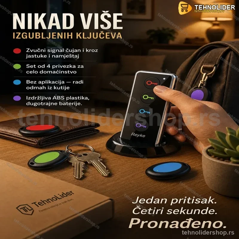 Lokator Ključeva sa Zvučnim Signalom – Set od 4 Privezka Lokator Ključeva sa Zvučnim Signalom – Set od 4 Privezka