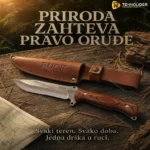 Lovački nož Buck sa drvenom drškom i kožnom futrolom