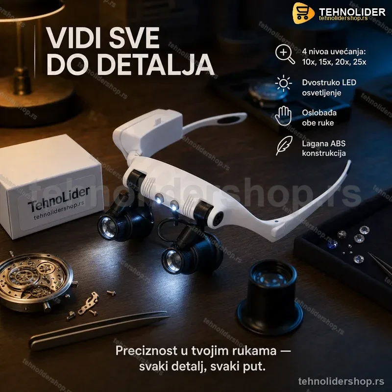 Lupa Naočare sa LED Svetlom – 4 Nivoa Uvećanja (10x 15x 20x 25x) Lupa Naočare sa LED Svetlom – 4 Nivoa Uvećanja (10x 15x 20x 25x)
