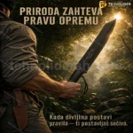 Mačeta za kampovanje i lov sa kožnom drškom i futrolom