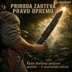 Mačeta za kampovanje i lov sa kožnom drškom i futrolom