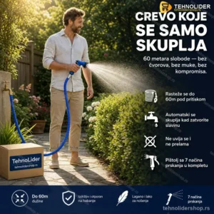 Magično Rastegljivo Baštensko Crevo 60m + Pištolj Za Zalivanje