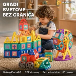 3D Magnetni građevinski set blokova za decu 60delova