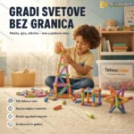 Magnetni Set Štapića i Kugli 136 Delova – 3D Edukativna Igračka za Decu