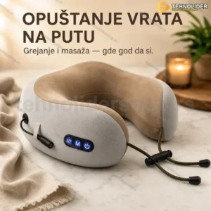 Masažer za vrat u obliku slova U sa grejanjem i memorijskom penom