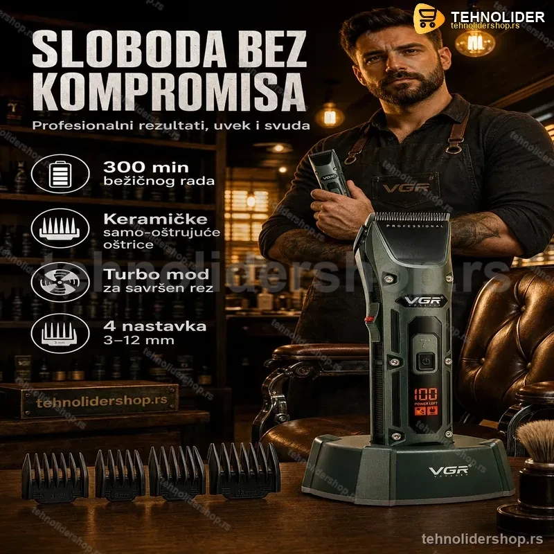 VGR V-696 Profesionalna Mašinica za Šišanje – 300 Min Bežičnog Rada VGR V-696 Profesionalna Mašinica za Šišanje – 300 Min Bežičnog Rada