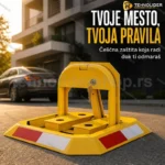 Mehanička parking barijera sa bravom i 3 ključa — čelična zaštita parking mesta