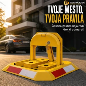 Mehanička parking barijera sa bravom i 3 ključa — čelična zaštita parking mesta