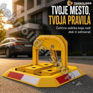 Mehanička parking barijera sa bravom i 3 ključa — čelična zaštita parking mesta