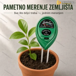 Merač pH Vrednosti, Vlage i Svetlosti za Zemljište – 3 u 1