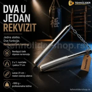 Metalne Nunčake od Nerđajućeg Čelika – 2 u 1 Palica i Nunčake