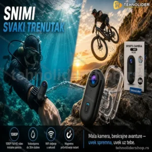 Mini Akciona Kamera 1080P WiFi – Sportska Kamera sa 120° Objektivom