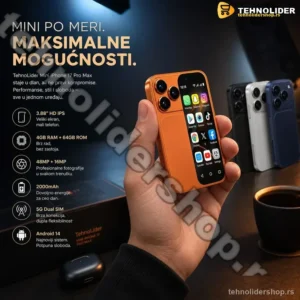 Mini Android Telefon 5G 4/64GB – Ultra Kompaktan Smart Telefon sa Dual SIM