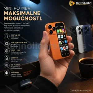 Mini Android Telefon 5G 4/64GB – Ultra Kompaktan Smart Telefon sa Dual SIM