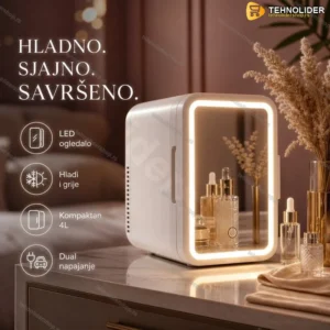 Mini frižider 4L sa ogledalom i led svetlom 220v i 12v