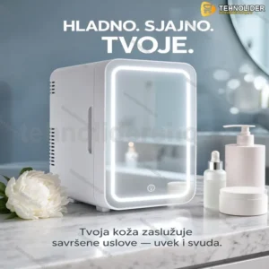 Mini frižider za kozmetiku sa LED svetlom i ogledalom