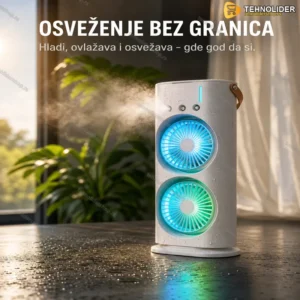 Dvozonski Mini Klima Ventilator 3 u 1 – Osveženje bez granica!