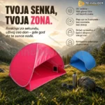 Mini Pop-Up šator za plažu sa UV zaštitom – Senka za glavu, držač za telefon i bočni džepovi | Plavi i Rozi