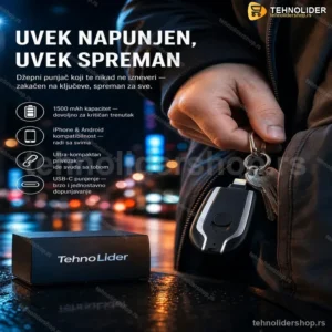 Mini Punjač za Telefon – Privezak 1500 mAh za iPhone i Android