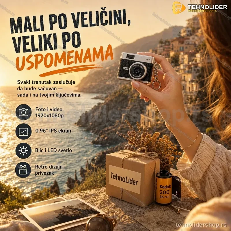 Mini Retro Kamera Privezak - Crni Mini Retro Kamera Privezak - Crni