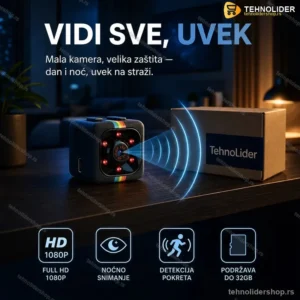 Mini Špijunska Kamera SQ11 1080P – Noćni Mod i Detekcija Pokreta