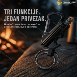 Multifunkcionalni Upaljač Privezak sa Karabinerom i Otvaračem za Flaše