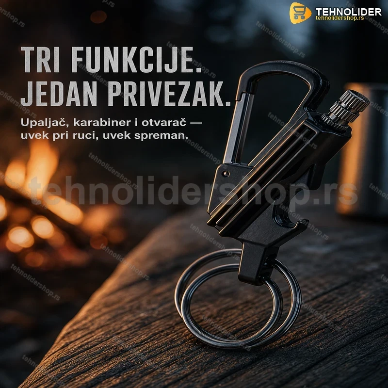 multifunkcionalni-upaliac-privezak-sa-karabinerom-tehnolidershop Multifunkcionalni Upaljač Privezak sa Karabinerom i Otvaračem za Flaše
