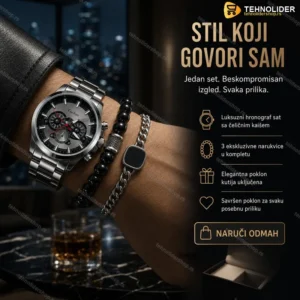 Luksuzni Muški Sat Geduo sa Setom Narukvica – 4u1 Poklon Set