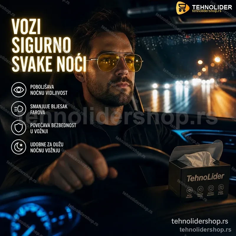 Naočare za Noćnu Vožnju – Žuta Sočiva protiv Odsjaja Farova Naočare za Noćnu Vožnju – Žuta Sočiva protiv Odsjaja Farova