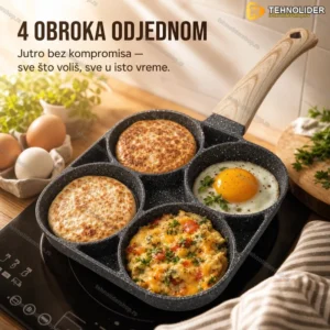 Nelepljivi Tiganj sa 4 Pregrade – Brzi Doručak bez Lepljenja