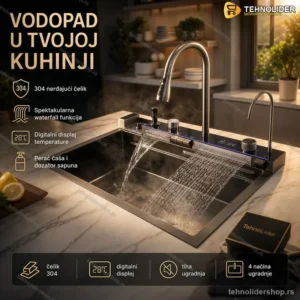 Multifunkcionalna Nerđajuća Čelična Sudopera Premium sa Funkcijom Vodopada