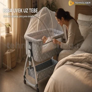 Krevetac i kolevka za bebe 2u1 sa dušekom i komarnikom